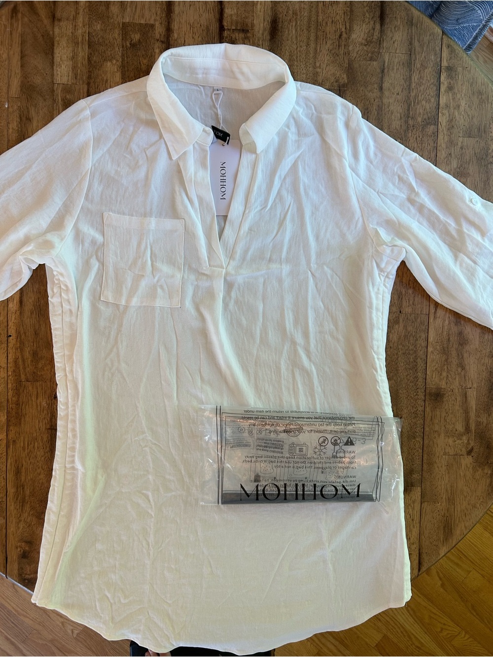 Swimsuit Coverup Linen-Blend Shirt-Dress